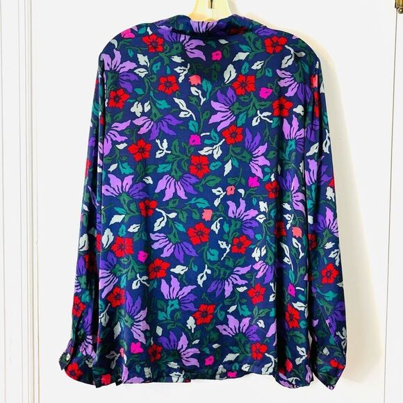 Línea by Louis Dell’Olio floral multi silk blouse estimated size L - Picture 5 of 9